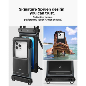 Spigen Universal Waterproof Phone Pouch (2 Pack) – Aqua Shield A611P — Matte Black, fit, construction or use view 4