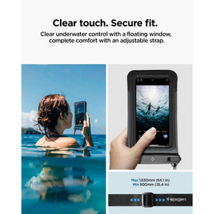 Spigen Universal Waterproof Phone Pouch (2 Pack) – Aqua Shield A611P — Matte Black, fit, construction or use view 6