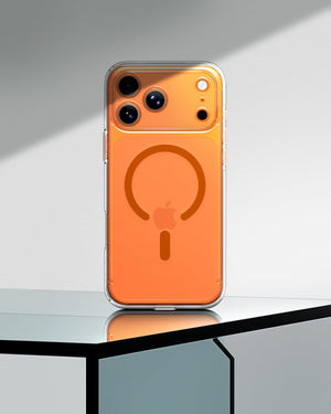 Spigen iPhone 17 Pro Ultra Hybrid MagFit case in Clear Orange - rear product view