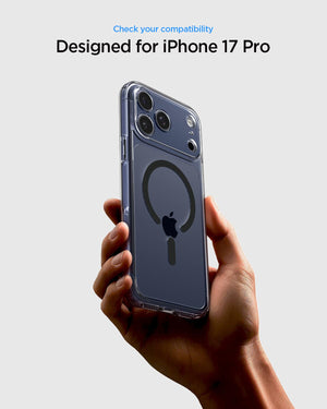 Spigen iPhone 17 Pro Ultra Hybrid MagFit case in Clear Graphite - iPhone 17 Pro compatibility confirmation