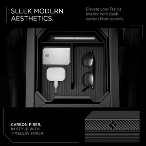 Spigen Cybertruck organizer tray carbon fiber accent detail