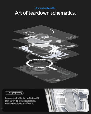 Spigen iPhone 17 Pro Max Ultra Hybrid Zero One MagFit case in Zero One White - Zero One teardown design