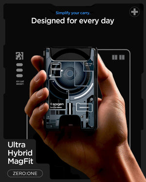 Zero One Black magnetic card holder attached to a compatible phone