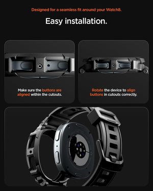 Spigen Galaxy Watch 9 44mm Case + Band - Rugged Armor Pro - Matte Black - image 3