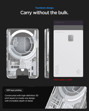 Zero One White card holder with three-card capacity
