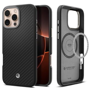 Spigen iPhone 16 Pro Max Case - Enzo Aramid MagFit - Black Silver - image 1