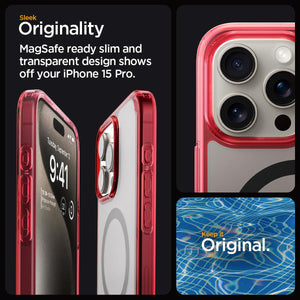 Spigen Ultra Hybrid (MagFit) case for iPhone 15 Pro in Deep Red – detail image 2