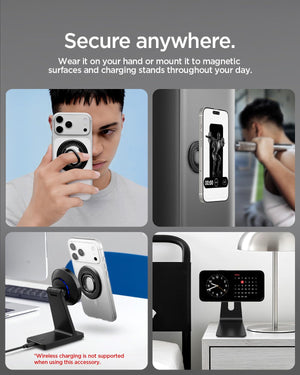 Spigen O-Mag MagFit+ MagSafe Phone Grip with Stand - magnetic uses