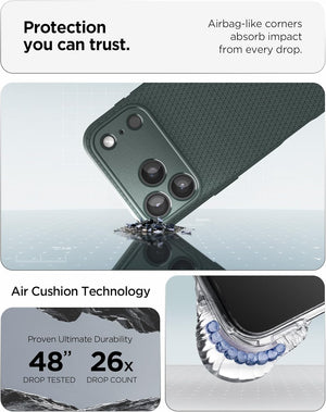 Spigen iPhone 17 Pro Liquid Air case in Abyss Green - Air Cushion corner protection