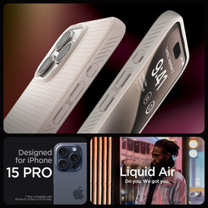 Spigen Liquid Air case for iPhone 15 Pro in Natural Titanium – alternate detail 1