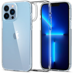 Spigen iPhone 13 Pro Max Case – Ultra Hybrid - Crystal Clear back and front hero view