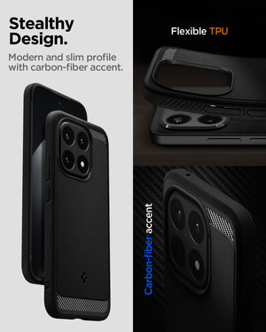 Spigen Xiaomi 15T Case – Rugged Armor flexible TPU and carbon-fibre accent detail