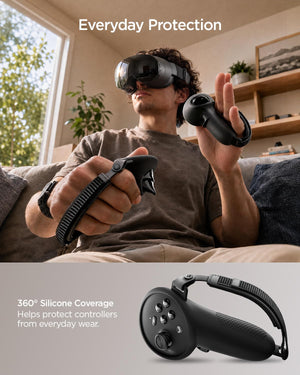 Spigen Steam Frame VR Controller Grips – Silicone Fit — Black, silicone coverage and everyday protection