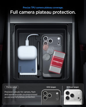 Spigen iPhone 17 Pro Rugged Armor MagFit case in Matte Black - camera plateau protection