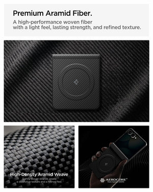 Spigen Galaxy Z Flip 8 Case Air Skin Aramid MagFit – Black – 600D aramid fibre detail