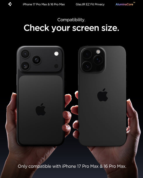 Защитное стекло Spigen для iPhone 17 Pro Max – GLAS.tR EZ Fit (2 шт.) | Приватность