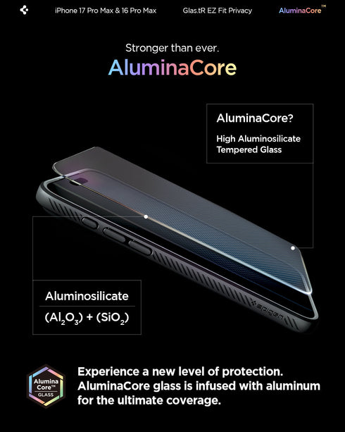 Spigen iPhone 17 Pro Max 螢幕保護貼 – GLAS.tR EZ Fit (2入裝) | 隱私保護