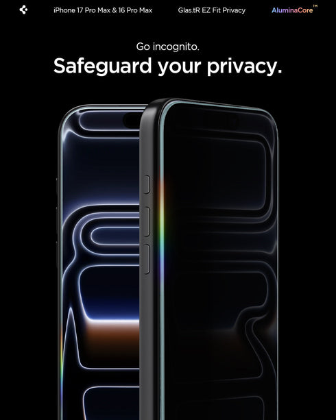 Spigen iPhone 17 Pro Max 螢幕保護貼 – GLAS.tR EZ Fit (2入裝) | 隱私保護