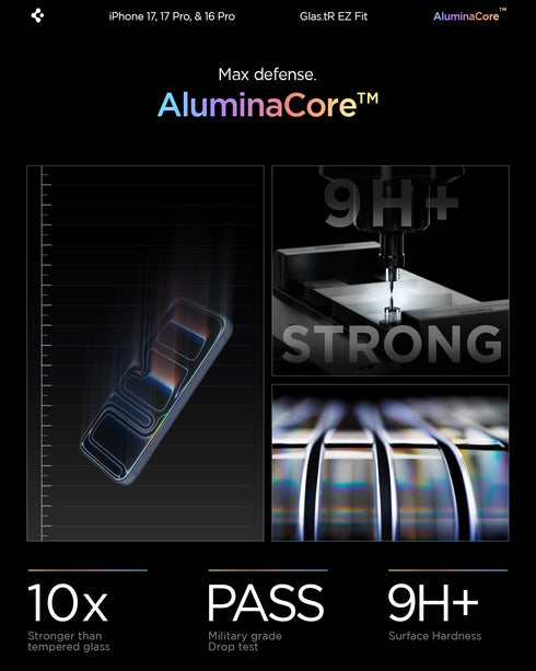 מגן מסך Spigen לאייפון 17 פרו / 17 – GLAS.tR EZ Fit (חבילה של 2)