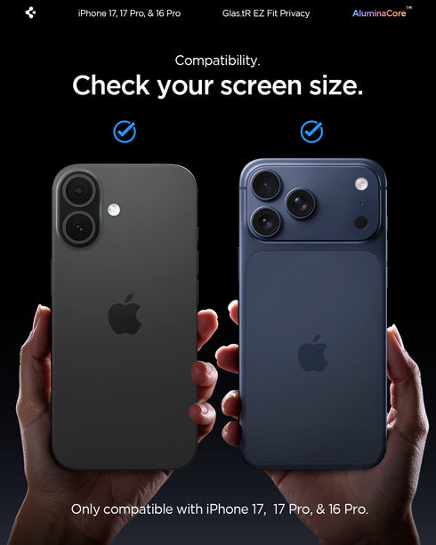 מגן מסך Spigen iPhone 16 Pro Max / 16 Pro – GLAS.tR EZ Fit | פרטיות