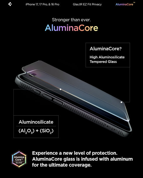 מגן מסך Spigen iPhone 16 Pro Max / 16 Pro – GLAS.tR EZ Fit | פרטיות