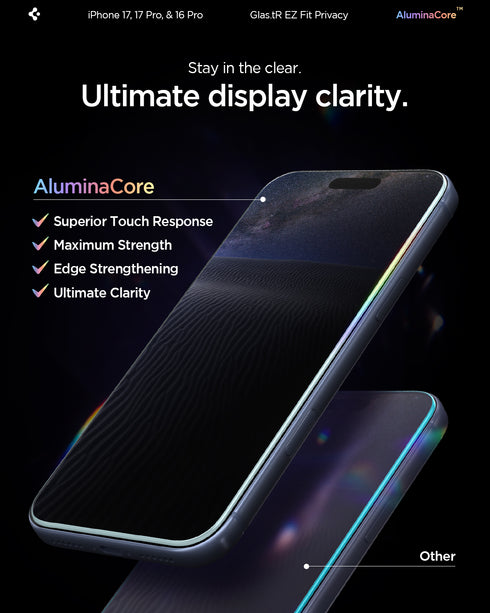 מגן מסך Spigen iPhone 16 Pro Max / 16 Pro – GLAS.tR EZ Fit | פרטיות