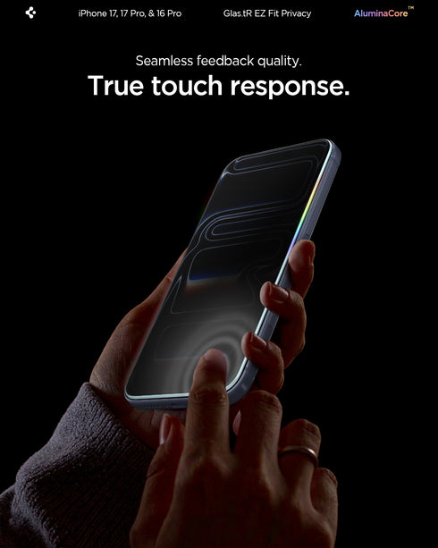 מגן מסך Spigen iPhone 16 Pro Max / 16 Pro – GLAS.tR EZ Fit | פרטיות