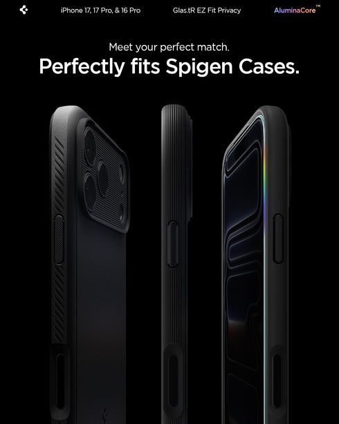 מגן מסך Spigen iPhone 16 Pro Max / 16 Pro – GLAS.tR EZ Fit | פרטיות