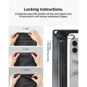 Spigen Universal Waterproof Crossbody Bag – Aqua Shield A640 — Black, fit, construction or use view 2