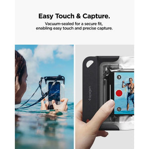 Spigen Universal Waterproof Phone Pouch – Aqua Shield A602 — Charcoal Gray, fit, construction or use view 3