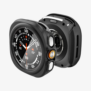Spigen Galaxy Watch Ultra 2 47mm Case with Glass - Thin Fit 360 - Black - white background detail image 1