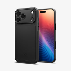 Spigen iPhone 17 Pro Case – Thin Fit (MagFit) - Black - back and side profiles