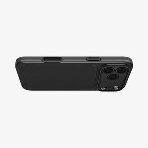 Spigen iPhone 17 Pro Case – Thin Fit (MagFit) - Black - bottom port and speaker view