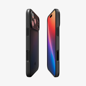 Spigen iPhone 17 Pro Case – Thin Fit (MagFit) - Black - alternate front, back and side views