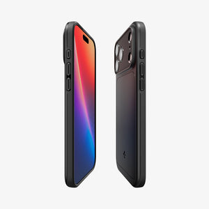 Spigen iPhone 17 Pro Case – Thin Fit (MagFit) - Black - partial front, back and side views