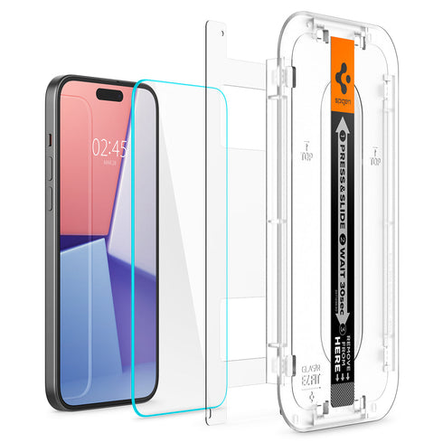 Spigen iPhone 15 Pro Max / 15 Pro / 15 Plus / 15 螢幕保護貼 – GLAS.tR EZ Fit | 感應器保護 (2 片裝)