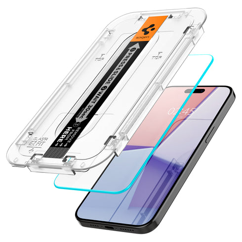 Spigen iPhone 15 Pro Max / 15 Pro / 15 Plus / 15 螢幕保護貼 – GLAS.tR EZ Fit | 感應器保護 (2 片裝)