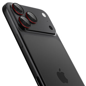 Spigen iPhone 17 Pro Max / 17 Pro Lens Protector – Optik Pro EZ Fit - L-Series - angled view of installed L-Series protectors