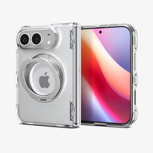 iPhone Duo Ultra Hybrid Pro S (Mag Fit) showing an angled view of the case with circular kickstand and textured hinge protection