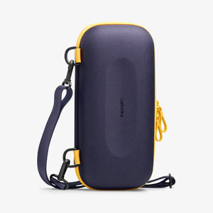 Spigen Nano Pop Pro Nintendo Switch 2 carrying case in Blueberry Navy with strap