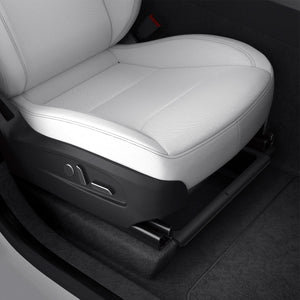 Spigen TO222J black underseat organizer installed beneath a white front seat