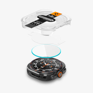 Spigen Galaxy Watch Ultra 2 47mm Screen Protector - GLAS.tR EZ Fit 2 Pack - Clear - white background detail image 3