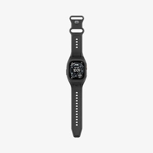 ACS05463 - Apple Watch Ultra Series (49mm) Case Liquid Air Pro in black showing the front and side laid-out flat