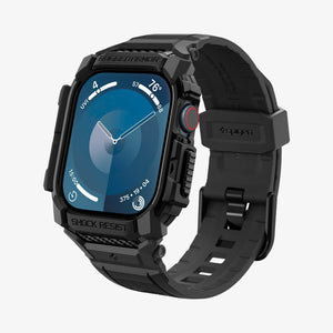 ACS08591 - Apple Watch Series 11 / 10 (42mm) Case Rugged Armor Pro in Matte Black showing the front, partial sides, partial inner and bottom