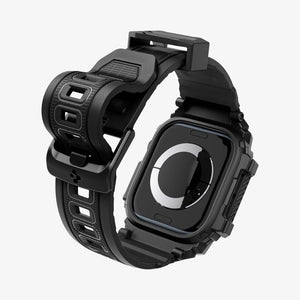 ACS08591 - Apple Watch Series 11 / 10 (42mm) Case Rugged Armor Pro in Matte Black showing the back of watch face, partial sides and bottom