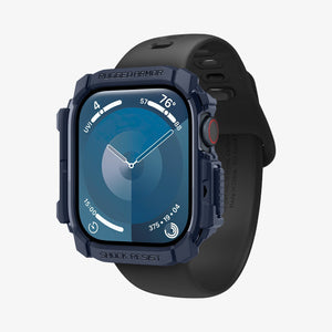 ACS08599 - Apple Watch Series 11 / 10 (46mm) Case Rugged Armor in Navy Blue showing the front, partial sides and inner bottom
