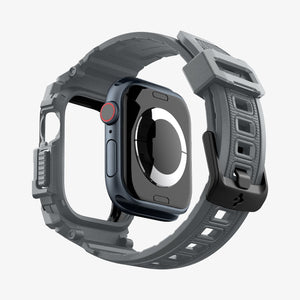 ACS08605 - Apple Watch Series 11 / 10 (46mm) Case Rugged Armor Pro in Dark Gray showing the back, detached from the case, hovering under the band, showing inner side and back