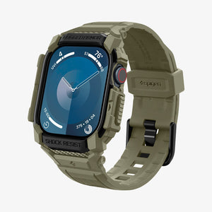 ACS08608 - Apple Watch Series 11 / 10 (46mm) Case Rugged Armor Pro in Vintage Khaki showing the front, partial sides, partial inner and bottom