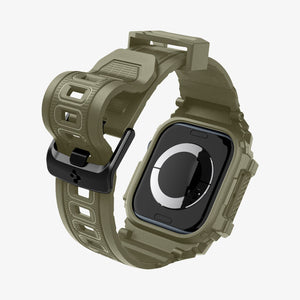 ACS08608 - Apple Watch Series 11 / 10 (46mm) Case Rugged Armor Pro in Vintage Khaki showing the back of watch face, partial sides and bottom
