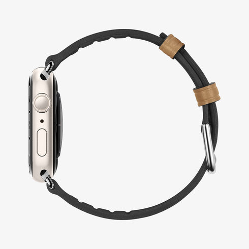 062MP25079 - Apple Watch Series (Apple Watch (49mm)/Apple Watch (45mm)/Apple Watch (42mm)) Watch Band Retro Fit in black showing the front